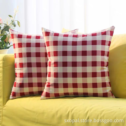 Red And White Plaid Pillow Cushion